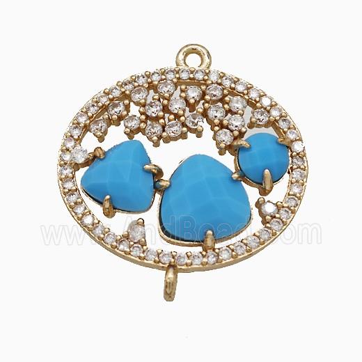 Copper Pendant Pave Zircon, Gold Plated