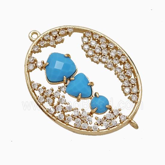 Copper Pendant Pave Zircon, Gold Plated