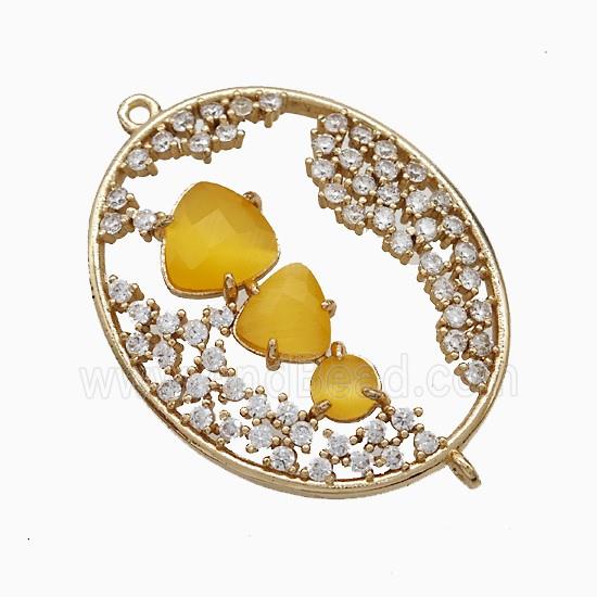 Copper Pendant Pave Zircon, Gold Plated