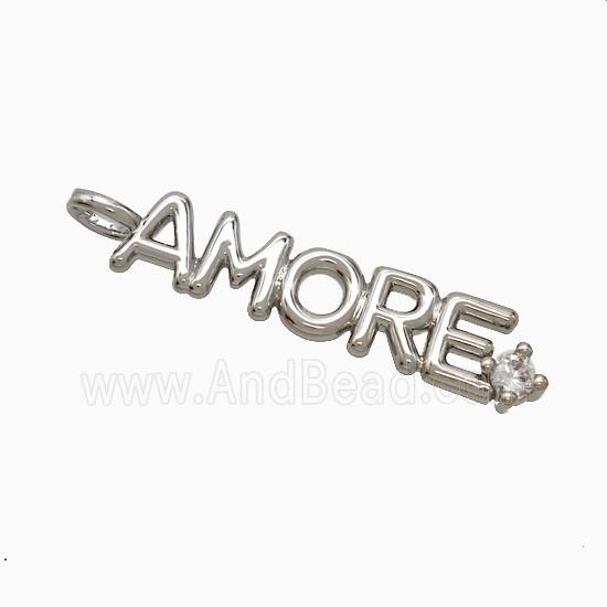 Copper AMORE Pendant Pave Zirconia Platinum Plated
