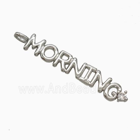 Copper MORNING Pendant Pave Zirconia Platinum Plated