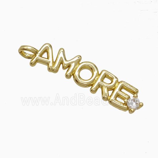 Copper Pendant Pave Zircon, Gold Plated