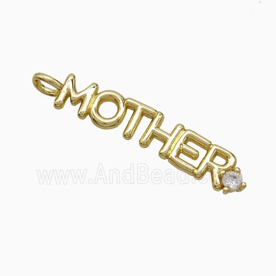 Copper Pendant Pave Zircon, Gold Plated