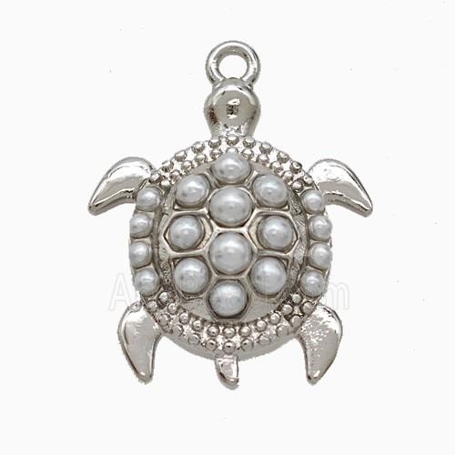 Copper Tortoise Pendant Pave Resin Platinum Plated