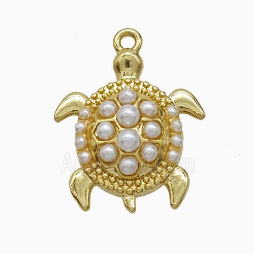 Copper Tortoise Pendant Pave Resin Gold Plated