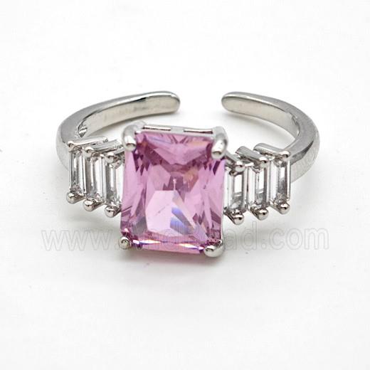 Copper Rings Pave Pink Crystal Glass Platinum Plated