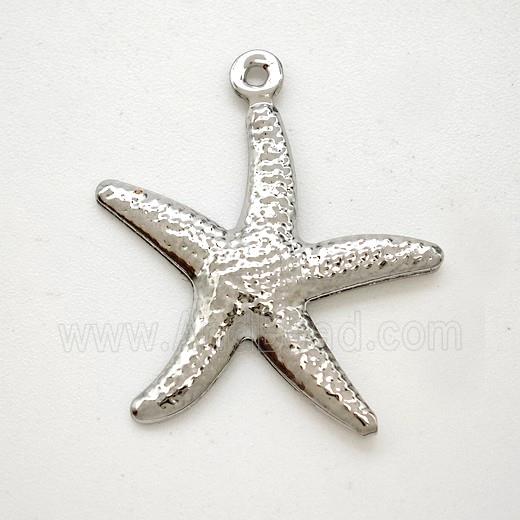 Copper Starfish Pendant Hammered Platinum Plated