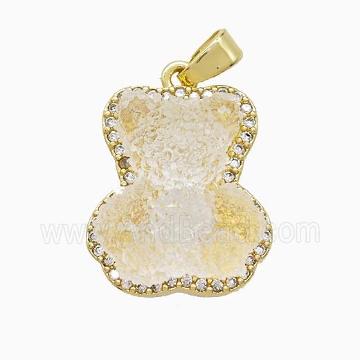 Resin Bear Copper Pendant Pave Zirconia Gold Plated