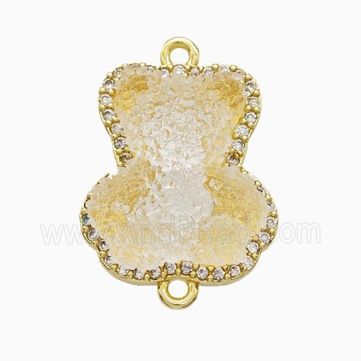 Resin Bear Copper Connector Pave Zirconia Gold Plated