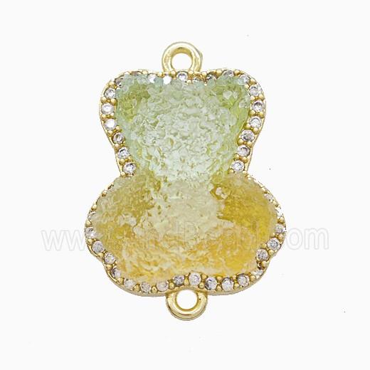 Resin Bear Copper Connector Pave Zirconia Gold Plated