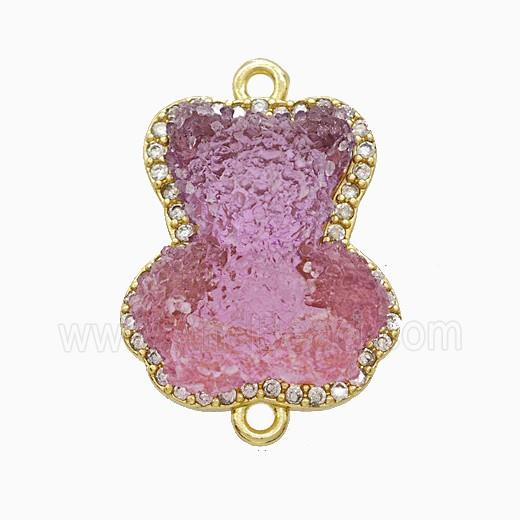 Resin Bear Copper Connector Pave Zirconia Gold Plated