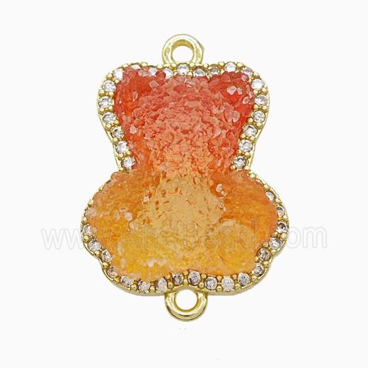 Resin Bear Copper Connector Pave Zirconia Gold Plated