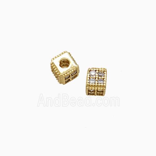 Copper Bead Pave Zircon, Gold Plated