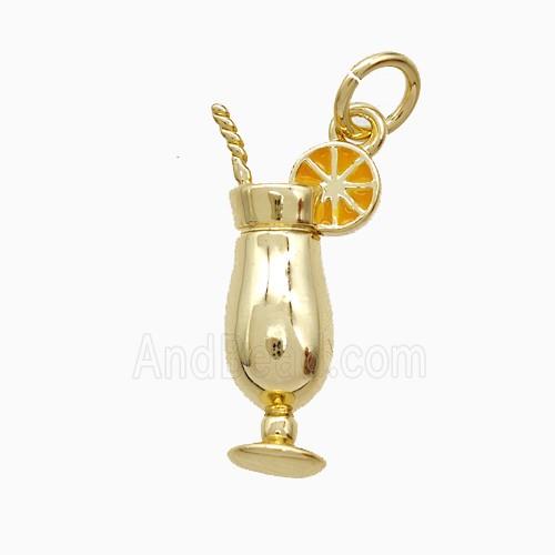 Martini Drink Glass Cup Copper Pendant Lemon Enamel Gold Plated