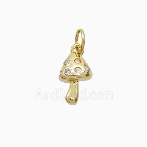 Copper Mushroom Pendant Pave Zirconia Gold Plated