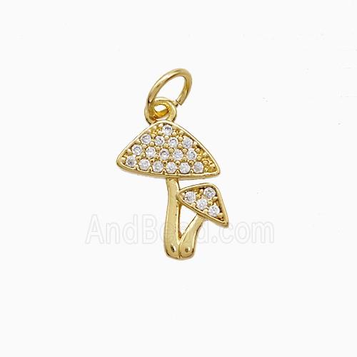 Copper Mushroom Pendant Pave Zirconia Gold Plated