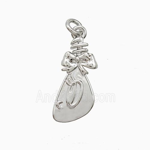 Fortune Bag Charms Copper Pendant Bowknot Platinum Plated