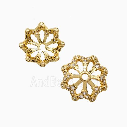 Copper BeadCap Pave Zirconia Gold Plated