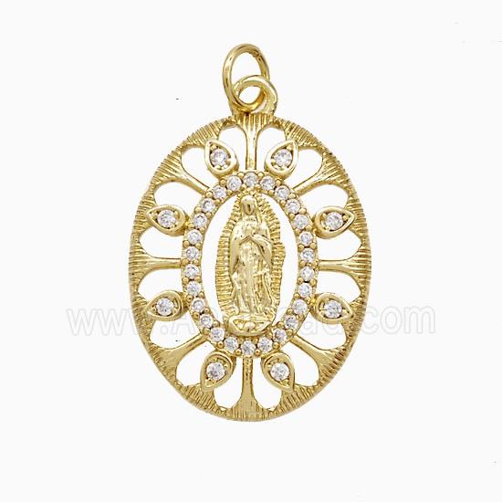 Copper Jesus Pendant Pave Zirconia Gold Plated