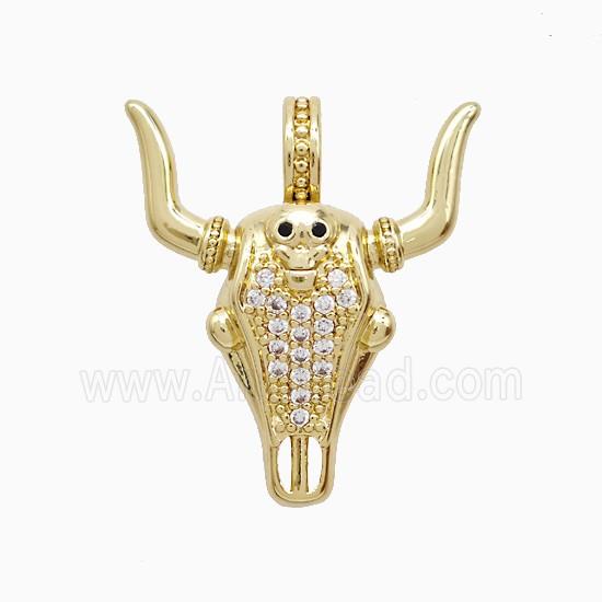 Copper Bullhead Pendant Pave Zirconia Gold Plated