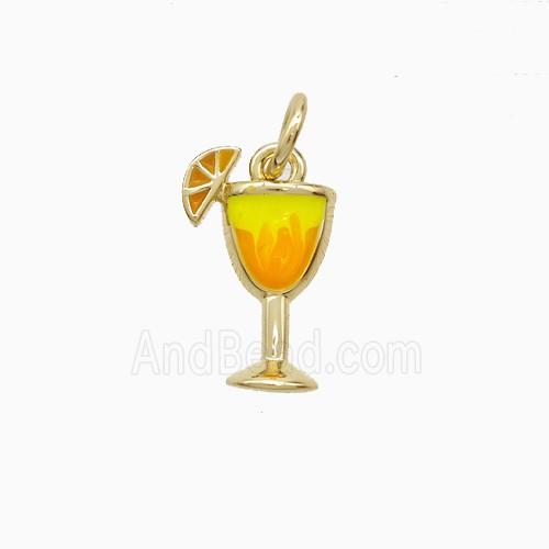 Martini Drink Glass Copper Cup Pendant Enamel Gold Plated