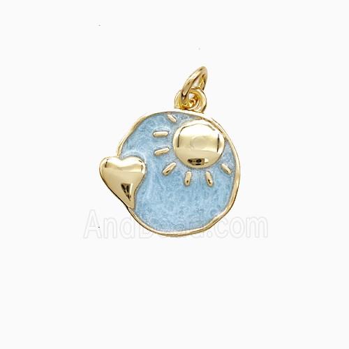 Copper Sun Heart Pendant Painted Gold Plated