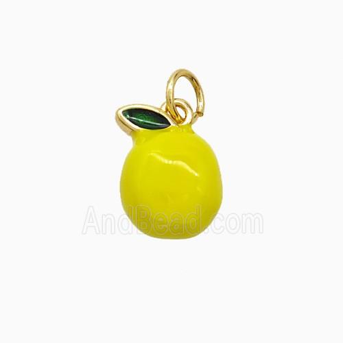 Copper Mango Pendant Yellow Enamel Gold Plated