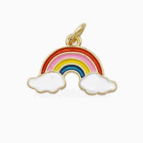 Copper Rainbow Pendant Multicolor Enamel Gold Plated