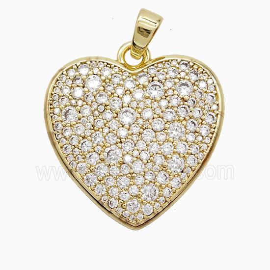 Copper Heart Pendant Micropave Zirconia Gold Plated