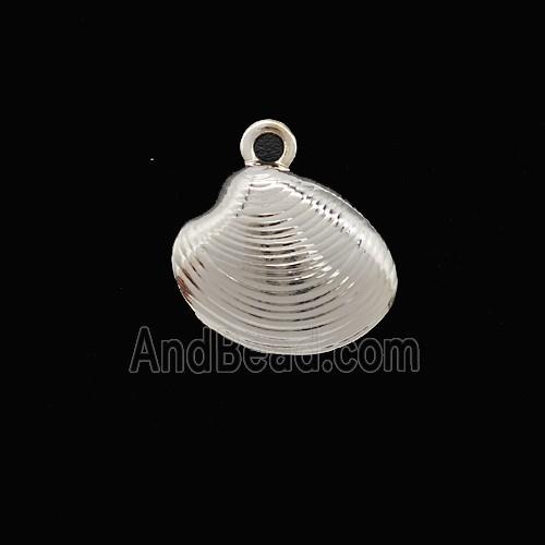 Copper Scallop Shell Pendant Shiny Silver