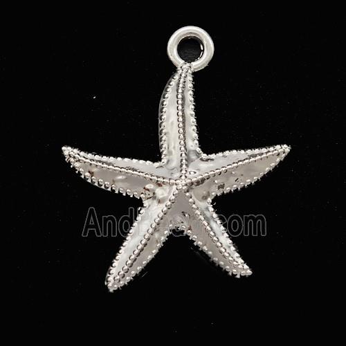 Copper Starfish Pendant Shiny Silver