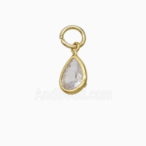 Cubic Zirconia Teardrop Pendant Copper Gold Plated