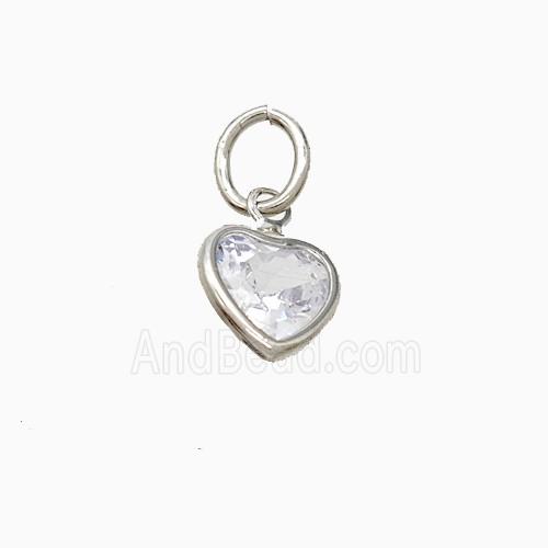Cubic Zirconia Heart Pendant Copper Platinum Plated
