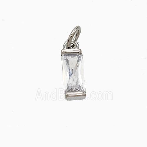 Cubic Zirconia Stick Pendant Copper Platinum Plated