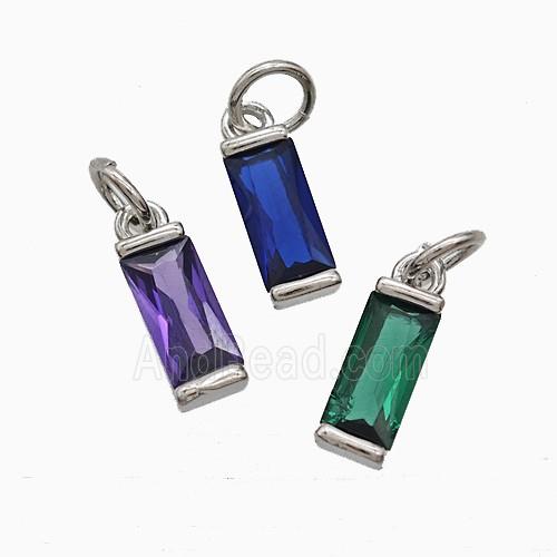 Cubic Zirconia Stick Pendant Copper Platinum Plated Mixed