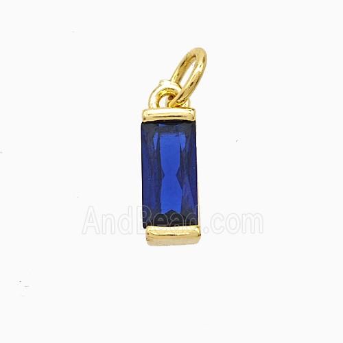 Blue Cubic Zirconia Stick Pendant Copper Gold Plated