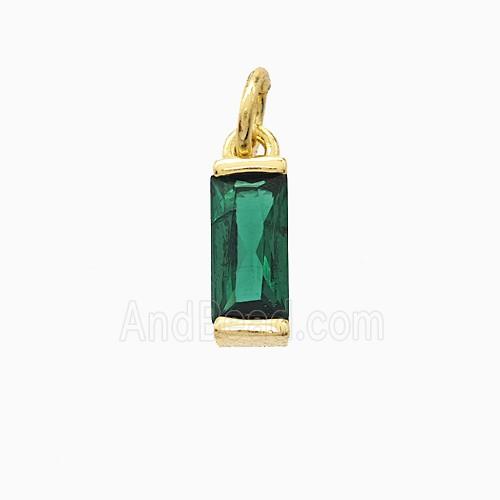 Green Cubic Zirconia Stick Pendant Copper Gold Plated