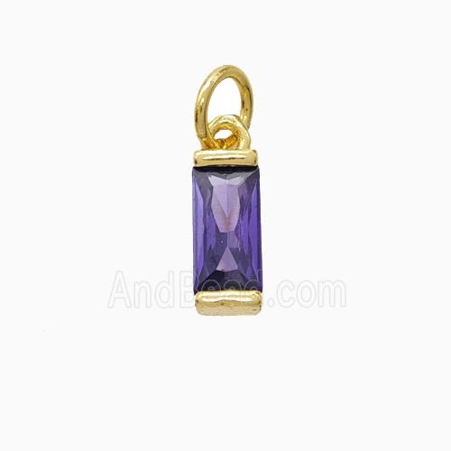 Purple Cubic Zirconia Stick Pendant Copper Gold Plated