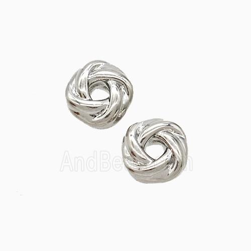 Lover Knot Charms Copper Beads Rondelle Platinum Plated