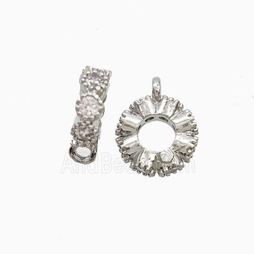 Copper Bail Pave Zirconia Platinum Plated