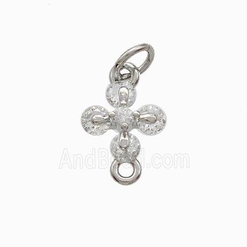 Copper Cross Pendant Pave Zirconia Platinum Plated