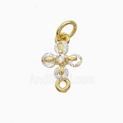 Copper Cross Pendant Pave Zirconia Gold Plated