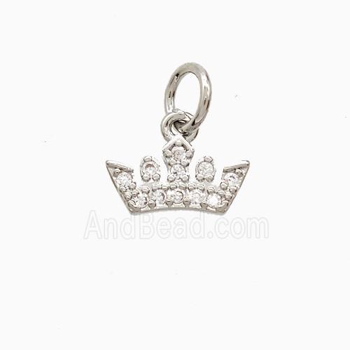 Copper Crown Pendant Pave Zirconia Platinum Plated