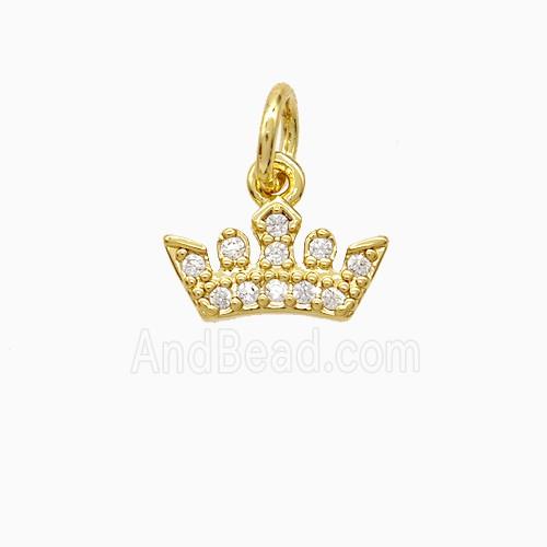 Copper Crown Pendant Pave Zirconia Gold Plated
