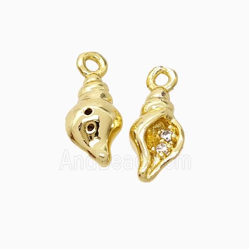 Copper Conch Shell Pendant Pave Zirconia Gold Plated