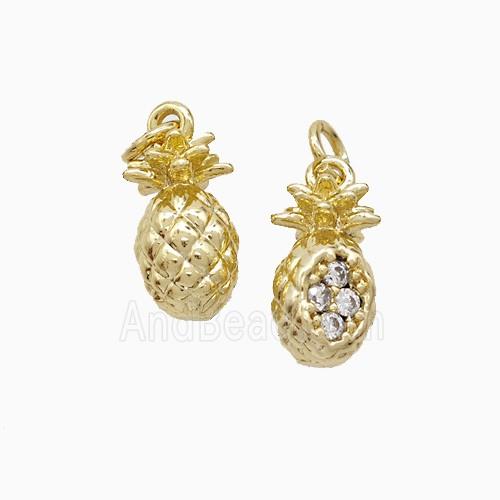 Copper Pineapple Pendant Pave Zirconia Gold Plated