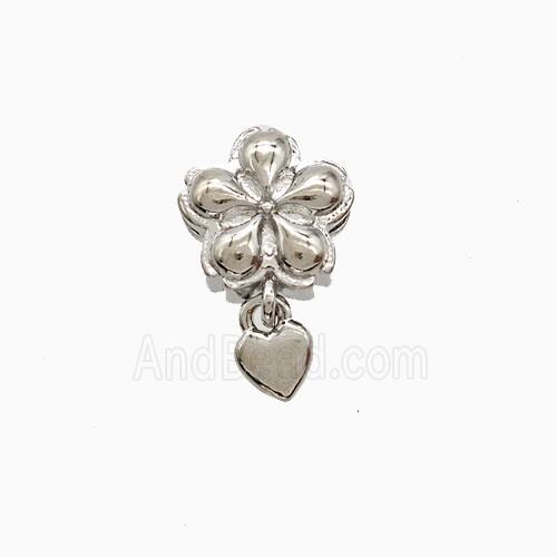 Copper Flower Pendant Heart Platinum Plated