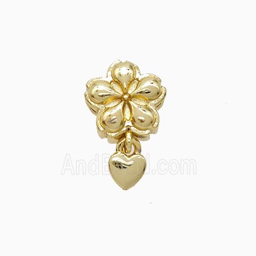 Copper Flower Pendant Heart Gold Plated