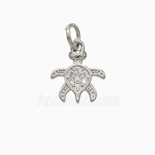 Copper Tortoise Pendant Pave Zirconia Platinum Plated