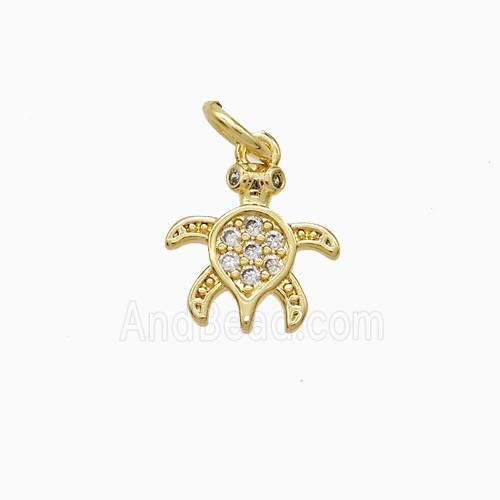 Copper Tortoise Pendant Pave Zirconia Gold Plated